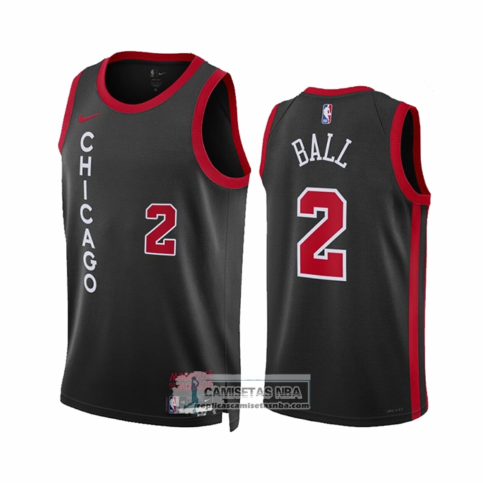 Camiseta Chicago Bulls Lonzo Ball NO 2 Ciudad 2023-24 Negro